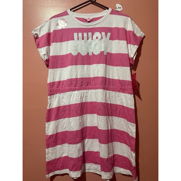 Juicy Couture Womens Dress Plus 2XL Double Extra Large Pink White Striped New - Picture 1 of 10